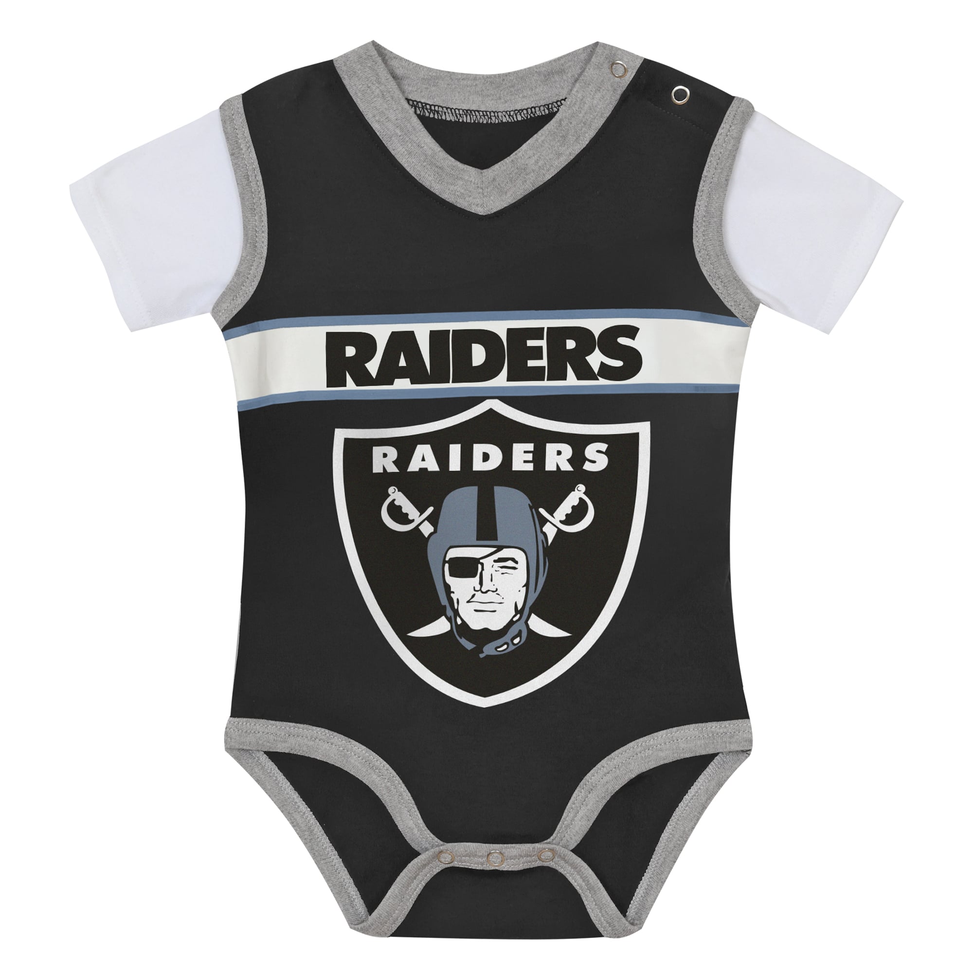 Ensemble body et pantalon deux pièces pour bébé Outerstuff noir/gris chiné Las Vegas Raiders